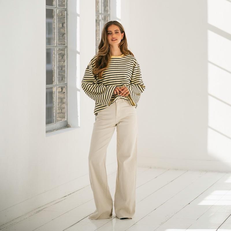 Beige Wide Leg Jeans Tall