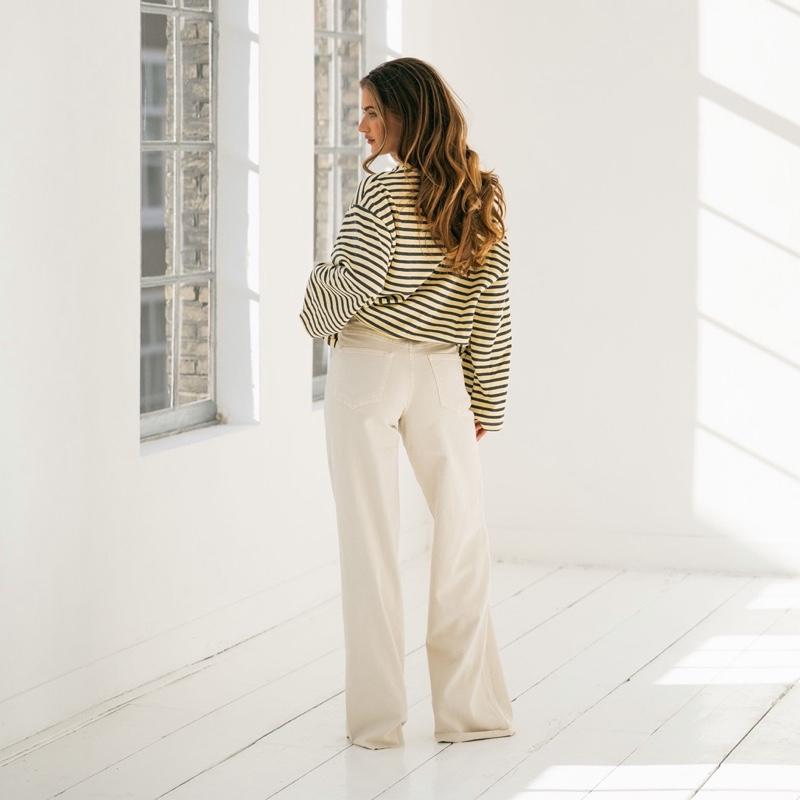 Beige Wide Leg Jeans Tall