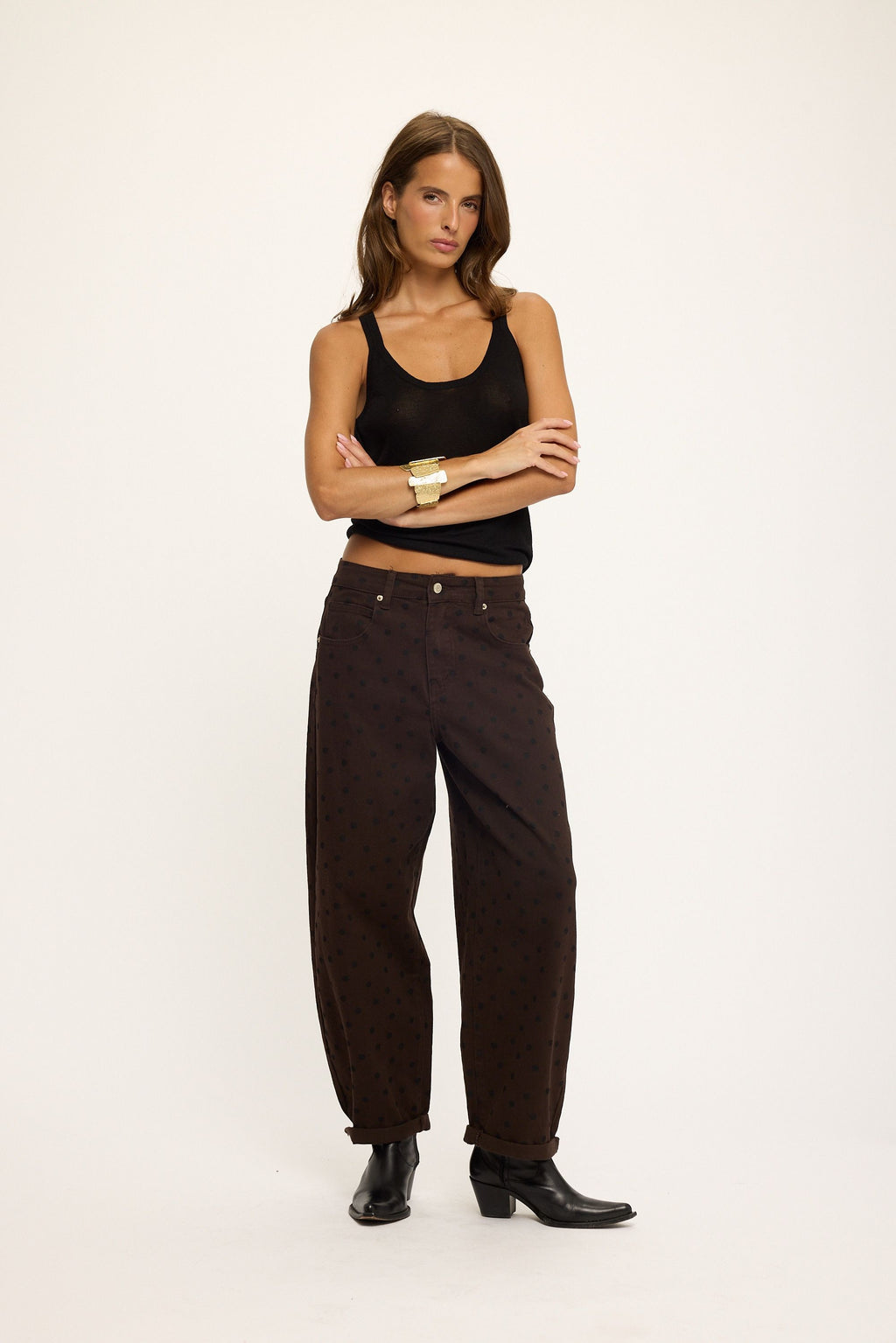 Polka Dot Ballon Jeans Braun